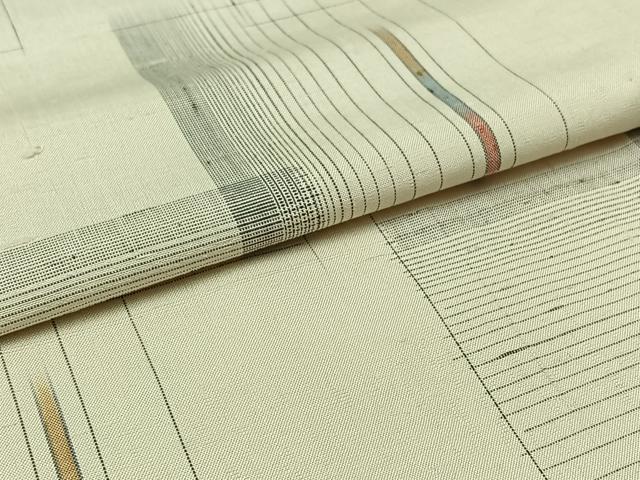 平和屋着物▽上質な紬 単衣 色紙重ね文 正絹 逸品 AABB1417jh