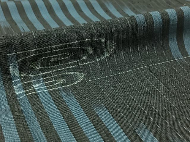 平和屋着物▽上質な紬 単衣 流水文 正絹 逸品 AABB1439jh