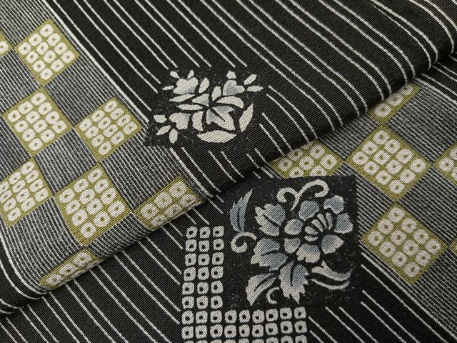 平和屋着物●上質な小紋 花間道 黒地 正絹 逸品 AABB1446ph