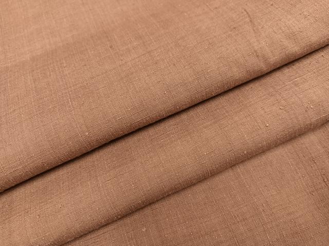 平和屋着物○本場結城紬 重要無形文化財 色無地 赭色 正絹 逸品