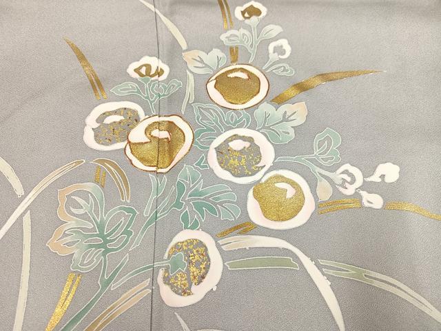 平和屋着物●訪問着 友禅 駒刺繍 草花文 金彩 正絹 逸品 AABB1480ph