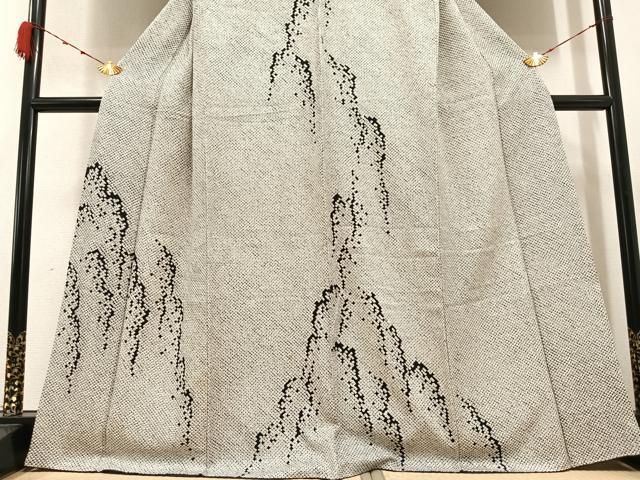 平和屋着物●本疋田絞り 訪問着 山水図 黒地 正絹 逸品 AABB1481ph