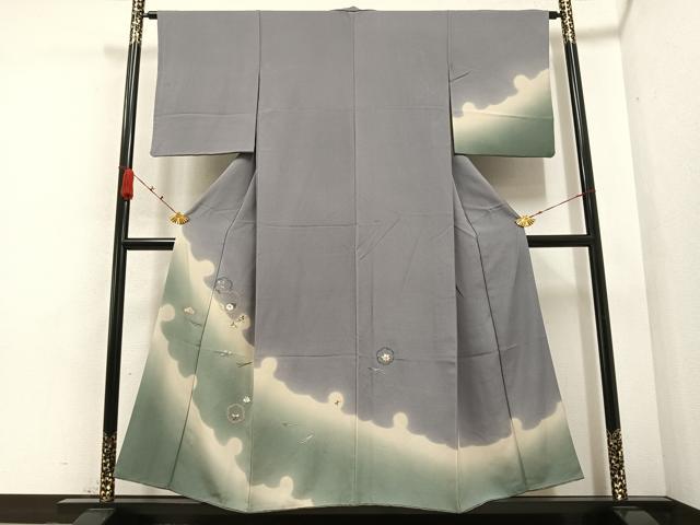 平和屋着物●訪問着 刺繍 雪輪草花文 正絹 逸品 AABB1487ph