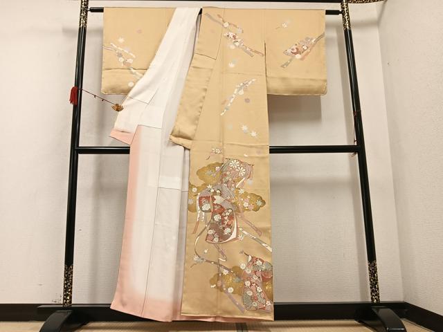 平和屋着物●訪問着 友禅 駒刺繍 誰が袖花文 正絹 逸品 未使用 AABB1489ph