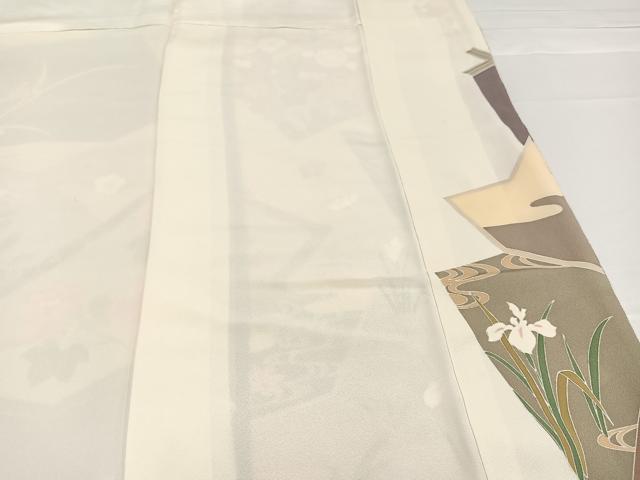 平和屋着物●創業460年・千總 訪問着 友禅 草花文 金彩 鬼しぼ縮緬 正絹 逸品 AABB1495ph