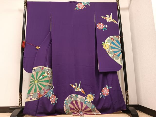 平和屋着物●豪華振袖 源氏車折り鶴花文 金彩 正絹 逸品 AABB1508ph