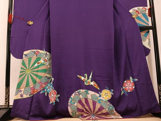 平和屋着物●豪華振袖 源氏車折り鶴花文 金彩 正絹 逸品 AABB1508ph