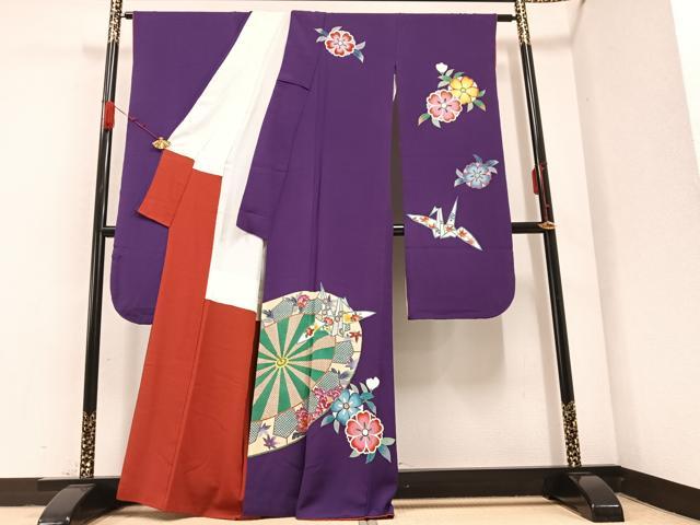 平和屋着物●豪華振袖 源氏車折り鶴花文 金彩 正絹 逸品 AABB1508ph