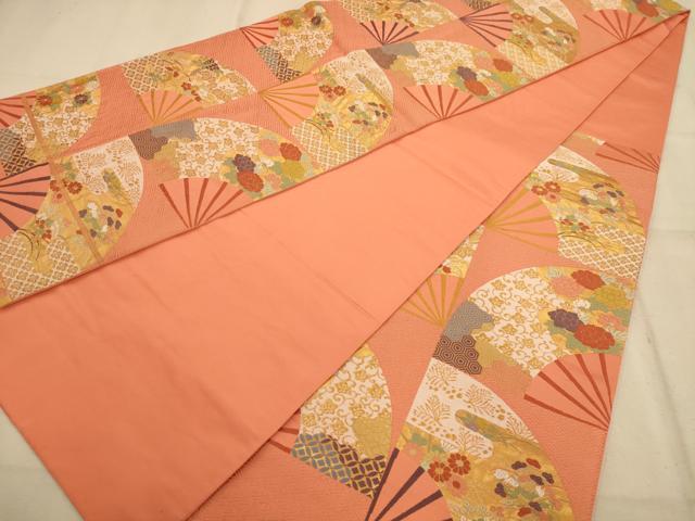 平和屋着物◎六通柄袋帯 唐織 扇面花文 金糸 正絹 逸品 AABB1538dt