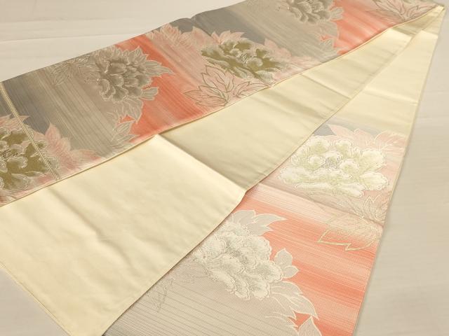 平和屋着物◎六通柄袋帯 唐織 草花文 金銀糸 正絹 逸品 AABB1636dt