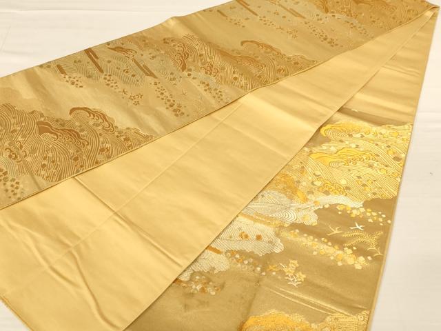 平和屋着物◎六通柄袋帯 立波文 金糸 正絹 逸品 AABB1660dt