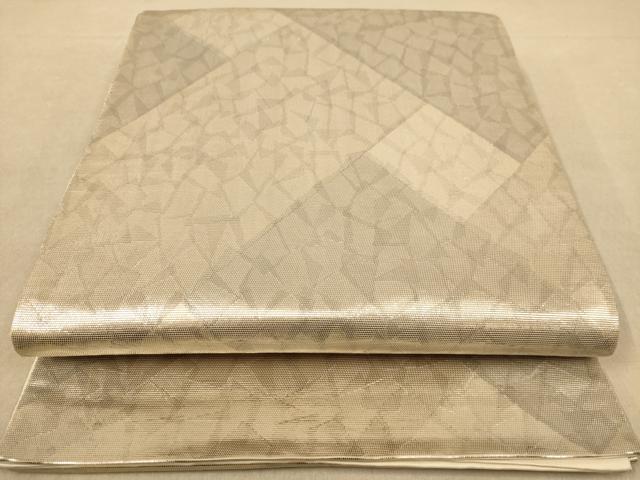 平和屋着物◎六通柄袋帯 霞文 銀糸 正絹 逸品 AABB1677dt