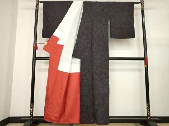 平和屋着物●本場結城紬 重要無形文化財 80亀甲 花車文 正絹 逸品 AABB1968ck