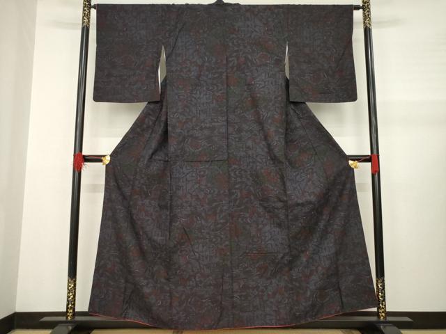 平和屋着物●本場結城紬 重要無形文化財 80亀甲 花車文 正絹 逸品 AABB1968ck