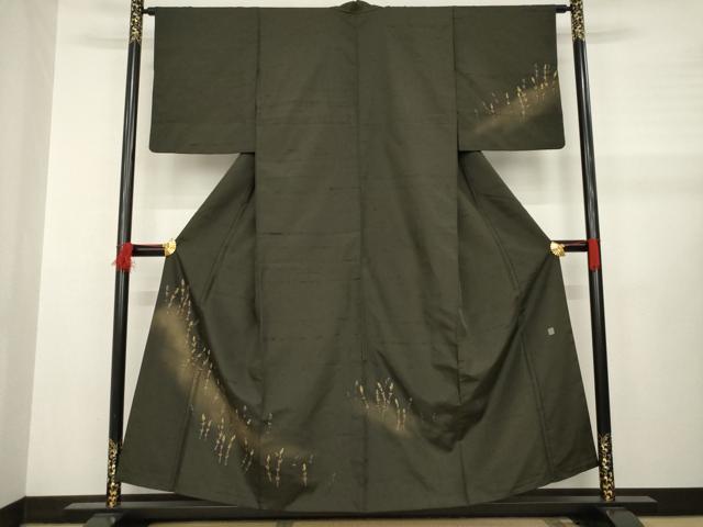 平和屋着物●訪問着 作家物 紬地 土筆 金彩 正絹 逸品 AABB2005ck