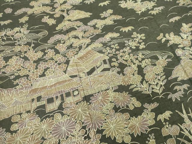 平和屋着物●二代目 川村久太郎 訪問着 紬地 風景文 正絹 逸品 AABB2015ck