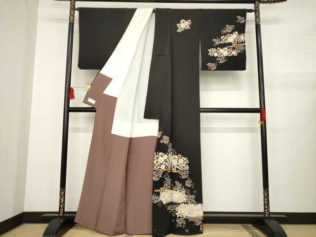 平和屋着物●越後十日町の一流染匠 桐屋・翠山工房 訪問着 絞り 辻が花 黒地 金銀彩 やまと金ラベル 正絹 逸品 未使用 AABB2018ck