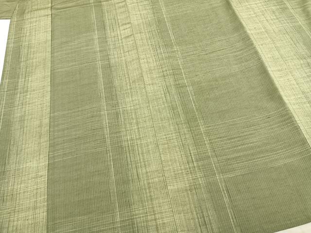 平和屋着物▽上質な紬 単衣 縞 反端付き 正絹 逸品 AABB2045fy