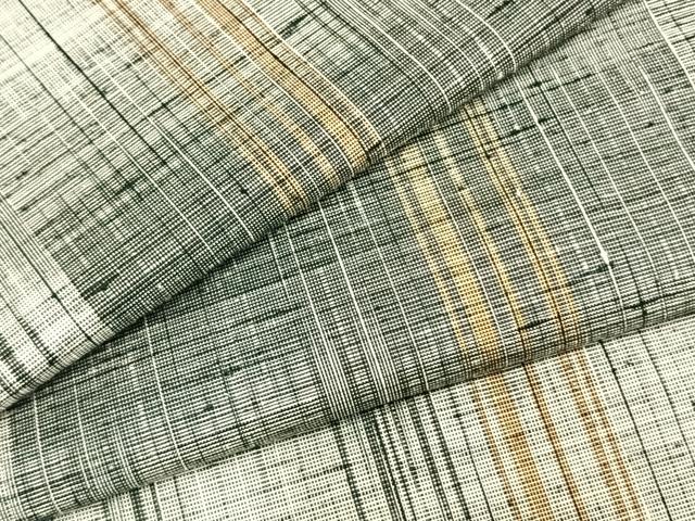 平和屋着物▽上質な紬 単衣 縞 正絹 逸品 AABB2073fy