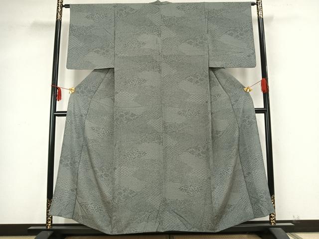 平和屋着物▽江戸小紋 単衣 切嵌花文 正絹 逸品 AABB2093fy
