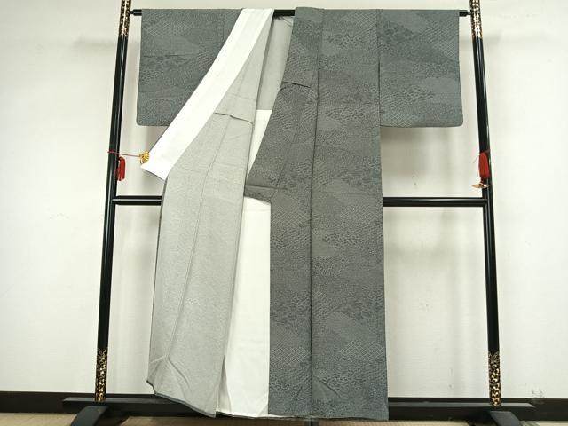 平和屋着物▽江戸小紋 単衣 切嵌花文 正絹 逸品 AABB2093fy
