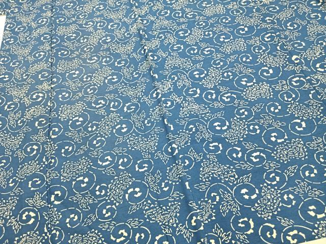 平和屋着物▽上質な紬 単衣 花唐草文 正絹 逸品 AABB2098fy
