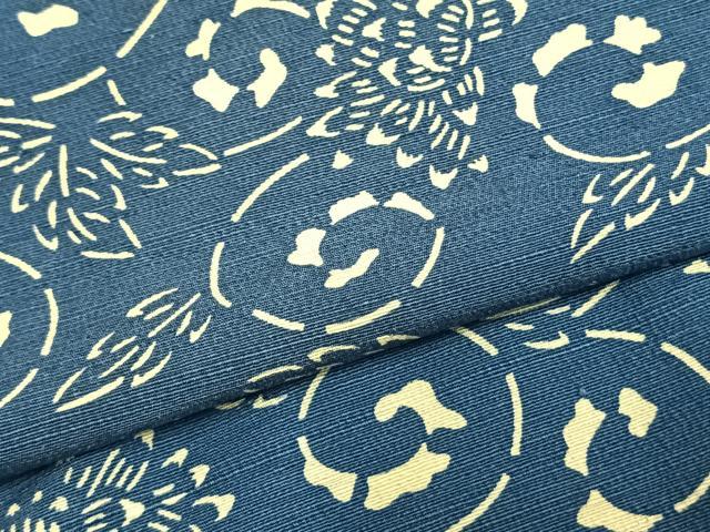 平和屋着物▽上質な紬 単衣 花唐草文 正絹 逸品 AABB2098fy
