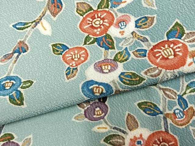 平和屋着物▽小紋 単衣 枝花文 洗える着物 AABB2111fy