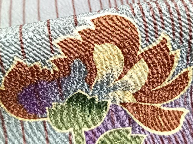 平和屋着物▽小紋 単衣 草花文 暈し染め 洗える着物 AABB2112fy