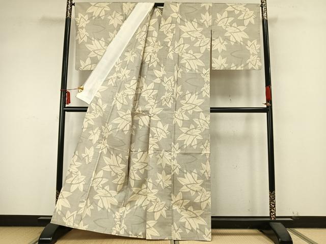 平和屋着物▽本場大島紬 単衣 9マルキ 舞葉文 正絹 逸品 AABB2121fy
