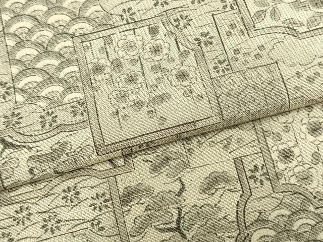 平和屋着物▽上質な紬 単衣 色紙重ね花文 正絹 逸品 AABB2135fy