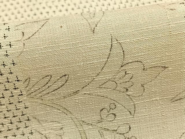平和屋着物▽上質な紬 単衣 手描き 色紙草花文 正絹 逸品 AABB2157fy
