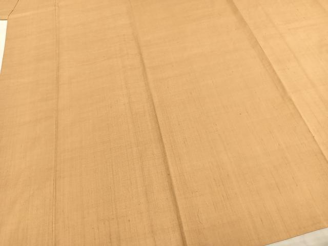 平和屋着物▽上質な紬 単衣 色無地 飴色 正絹 逸品 未使用 AABB2162fy