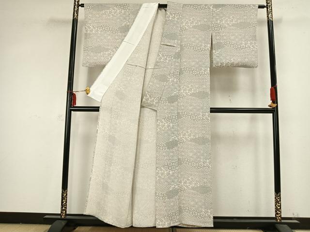 平和屋着物▽小紋 単衣 切嵌花文 洗える着物 AABB2173fy