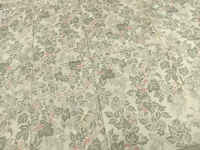 平和屋着物▽本場大島紬 白大島 単衣 9マルキ 草花文 正絹 逸品 AABB2194fy