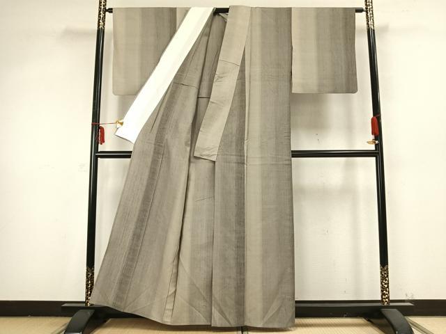 平和屋着物▽上質な紬 単衣 間道 正絹 逸品 AABB2204fy