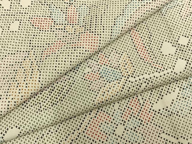 平和屋着物▽上質な紬 単衣 草花文 正絹 逸品 AABB2214fy