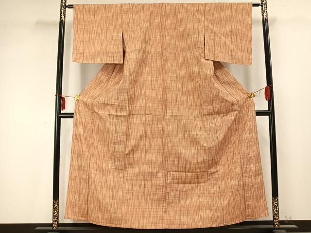 平和屋着物▽上質な紬 単衣 格子 正絹 逸品 未使用 AABB2219fy