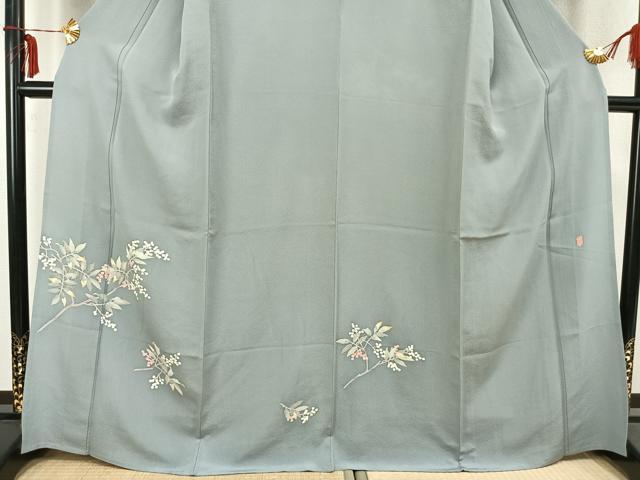 平和屋着物▽本加賀友禅作家 柿本市郎 訪問着 単衣 南天文 正絹 逸品 AABB2236fy
