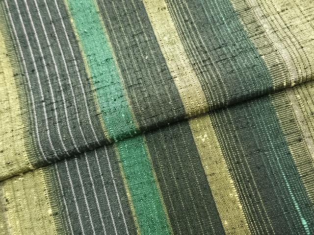 平和屋着物▽上質な紬 単衣 間道 正絹 逸品 AABB2257fy