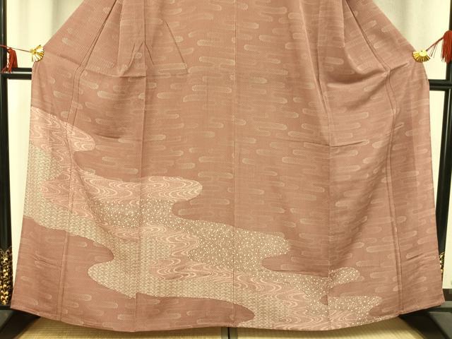 平和屋着物▽訪問着 単衣 流水文 正絹 逸品 未使用 AABB2291fy