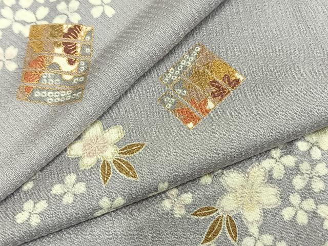 平和屋着物▽上質な小紋 単衣 舞花文 金彩 正絹 逸品 AABB2294fy