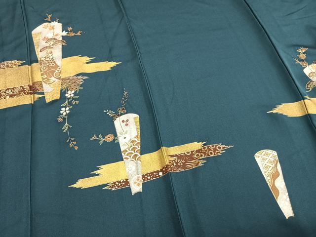 平和屋着物▽訪問着 単衣 草花文 金銀彩 正絹 逸品 AABB2315fy