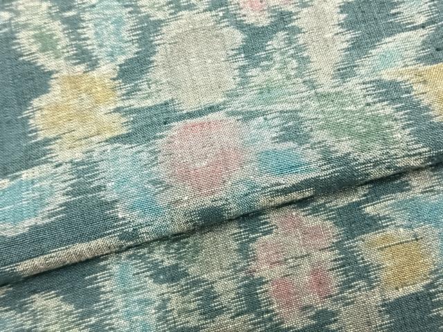平和屋着物▽上質な紬 単衣 草花文 正絹 逸品 AABB2346fy
