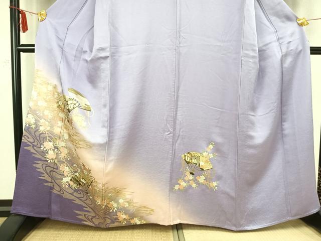 平和屋着物▽訪問着 単衣 扇面花文 金彩 やまと誂製 正絹 逸品 AABB2371fy
