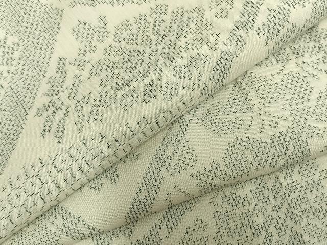 平和屋着物▽上質な紬 単衣 切嵌花文 正絹 逸品 AABB2378fy