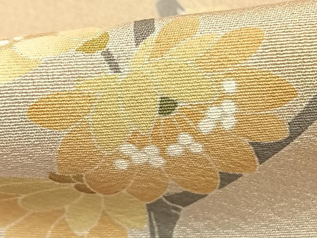 平和屋着物▽十日町友禅作家 一梗 訪問着 単衣 草花文 正絹 逸品 AABB2410fy