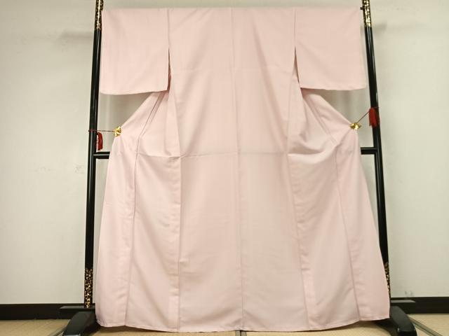 平和屋着物▽江戸小紋 単衣 万筋 ピンク色×白色 洗える着物 AABB2422fy