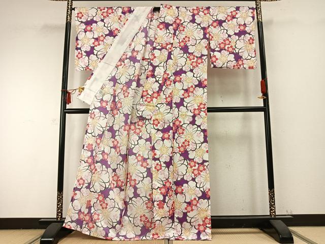平和屋着物▽ R.KIKUCHIブランド 小紋 単衣 花づくし 洗える着物 AABB2423fy