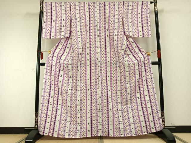 平和屋着物▽小紋 単衣 間道 洗える着物 AABB2430fy